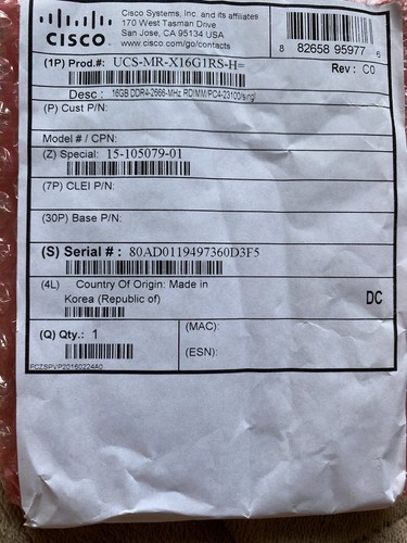 Cisco ddr4 ram 16gb - 16gb, pc4-2666v